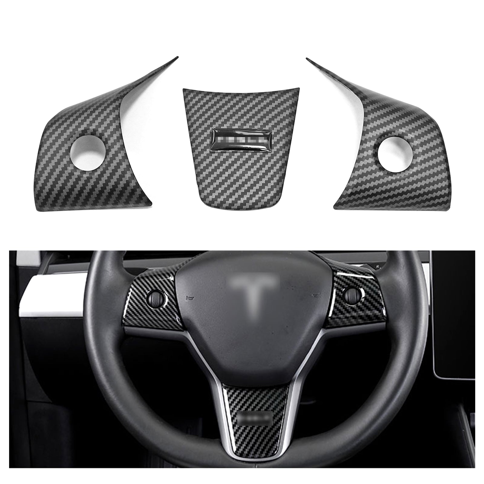 Brand New Model Y Steering Wheel Wrap Protection Carbon Fiber Look